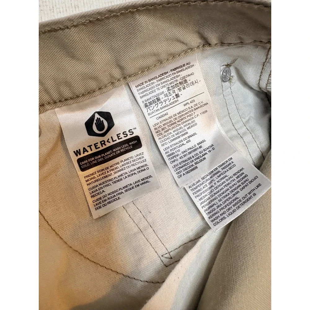 Levis 514 Straight Fit Pants Mens 34x32 Tan Khaki Cotton Twill Trousers 514-1111
